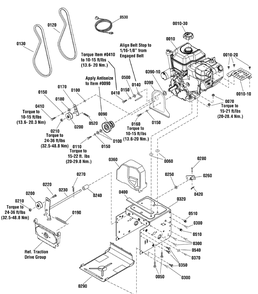Engine Group Diagram and Parts List for 1696079 2011 Briggs and Stratton Snow Blower